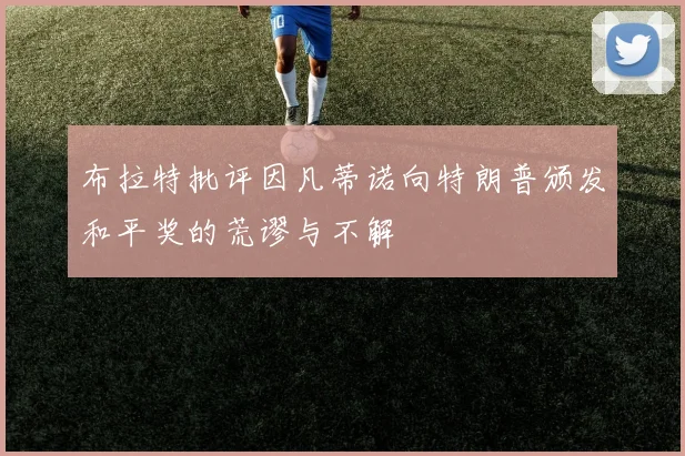 布拉特批评因凡蒂诺向特朗普颁发和平奖的荒谬与不解
